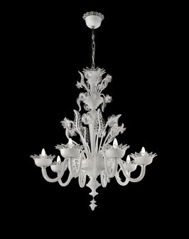 Schuman murano glass chandelier white with "cimiero"