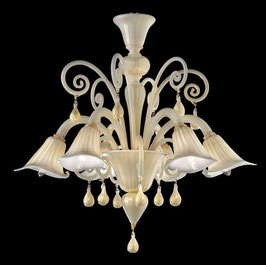 Bach chandelier in Murano glass color white gold edition