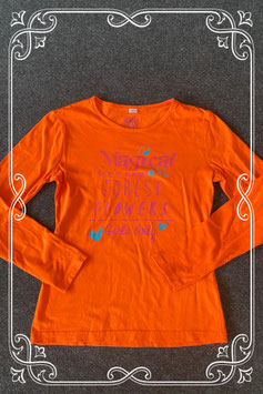 Nieuw! Oranje longsleeve met opdruk maat 158/164
