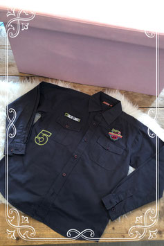 Grijze blouse met patches - Maat 134-140