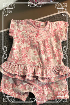 Wit met roze baby jumpsuit - maat 56