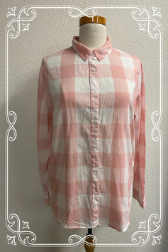 Roze wit geblokte blouse van H&M maat 40