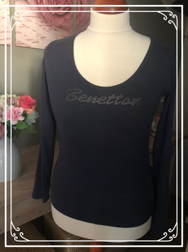 Donkerblauw lange mouwen shirt van Benetton - Maat L
