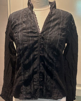 Zwarte blouse met kant van Sans Noblesse - maat L