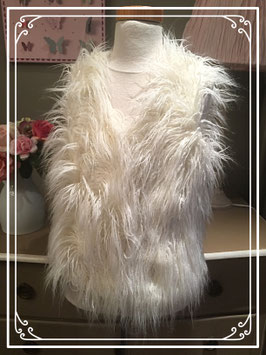 Wit Angora-look vest zonder mouwen van Geisha- maat 164