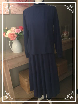 Donkerblauwe blouse met rok van Hardob - Maat 40