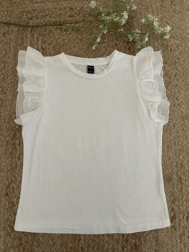 Wit T-shirt met roezels van Shein - maat XS