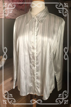 Gladde blouse wit met zwarte streep van Canda - Maat L