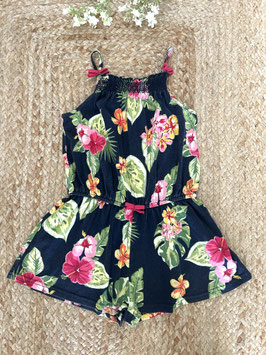 Donkerblauw gebloemde jumpsuit - maat 116