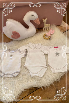 Set van drie witte rompertjes - maat 50-56