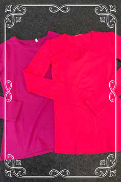 Paarse longsleeve van C&A en roze longsleeve van Hema maat 158/164