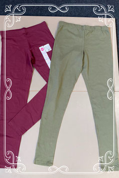 2 nieuwe leggings in legergroen en bordeauxrood maat M/38