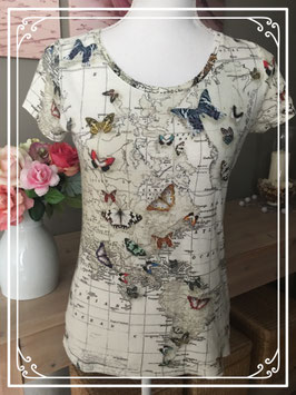 T-shirt met wereldkaart van cottonclub - maat xs