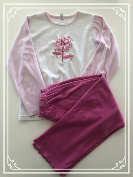 Wit/roze winterpyjama van Junior Fashion - Maat 128