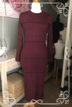 Nieuwe ! bordeaux lange  jurk met lange mouw van het Merk - Bershka Knit Wear - Maat - L