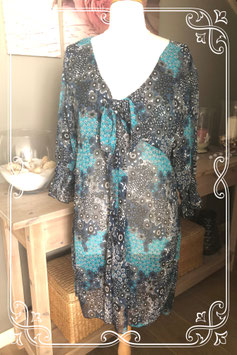 Blauwe tuniek met bloemenprint - Maat L