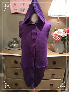 Nieuw: lang paars vest met capuchon van Europe Kids - maat 164