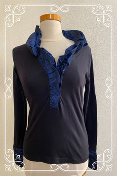 Blauwe longsleeve met sierlijke kraag en mouwen van Uno Due maat 38