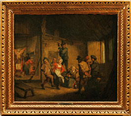 CÍRCULO DE DAVID TENIERS EL JOVEN "ESCENA INTERIOR DE TABERNA" S. XVII