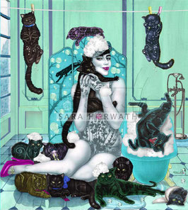 DUSCHVORHANG "Katzenwäsche" / SHOWER CURTAIN "washing cats"