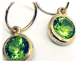 Ohrhänger, Kreolen, 585er Gold, Peridot