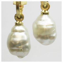 Ohrhänger, Stecker mit Creole in 750er Gold mit Barock Perle