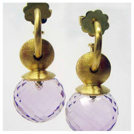 Ohrhänger in 750er Gold mit Amethyst Perle facettiert
