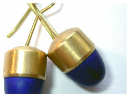 Ohrhänger mit Lapislazuli Pampeln, 750er Gold