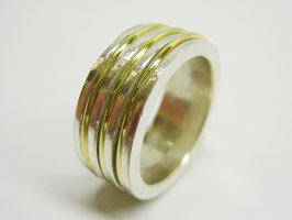 Silberring mit drei Goldreifen
