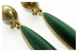 Ohrhänger, Klips mit Stecker in Gold mit Aventurin