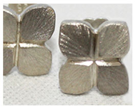 Ohrstecker, Kleeblatt, Silber und Palladium Weißgold
