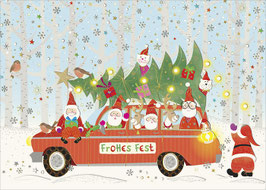 Auto mit Weihnachtsmännern