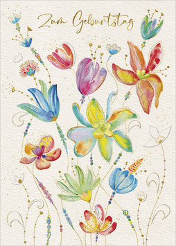Blumenaquarell zum Geburtstag
