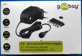 Universal Steckernetzteil 3V - 12V, 1000mA (12W)