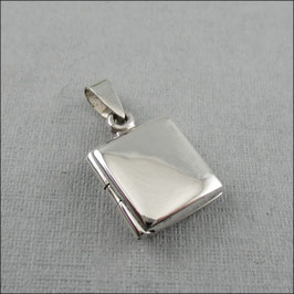 Square – Kleines 925er Silber Medaillon (Quadrat) mit 925er Silberkette (optional)