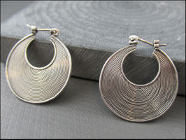 Echte Silber Creolen Bali-Style gefüllt 925 er Silber