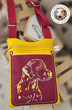 GASSI-Tasche sonnengelb/brombeere DALMATINER BUNT - Kunstleder/Segeltuch/Baumwolle