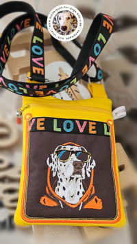 GASSI-Tasche LOVE EDITION - DALMATINER COOL gelb/braun - Kunstleder/Segeltuch/Baumwolle