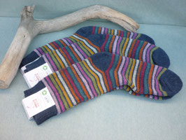 Vollplüsch-Schurwollsocken geringelt