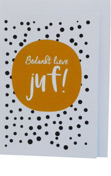 JUF en MEESTER KAART 'Bedankt lieve Juf of Meester', geel en groen NIEUW