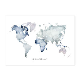 Leo La Douce - Kunstdruck "Go travel the world"