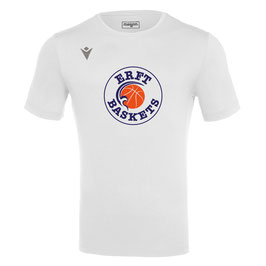 MACRON Boost Eco T-Shirt weiß mit ErftBaskets Logo und Wunschname