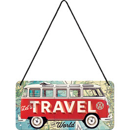 VW Bulli - Let`s Travel the World  Hängeschild 20x10cm / 28035
