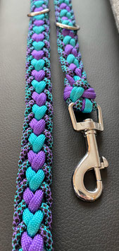 Paracord Hundeleine Herz türkis violett