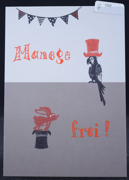 P1332, 2er Set Postkarten, Manege Frei