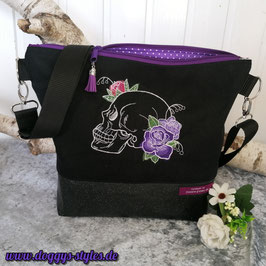 Handtasche "Totenkopf mit Rosen"