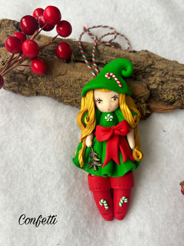Poupée déco pour sapin de Noel... lutin… Confetti