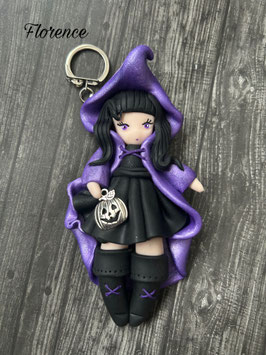 Petite sorcière ... Florence… porte clé bijou de sac (violet)