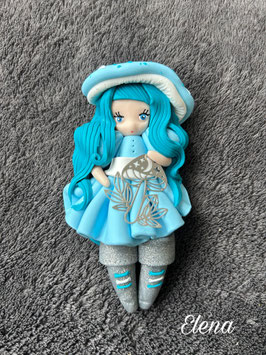 Petite sorcière ... Elena … porte clé bijou de sac (bleu)