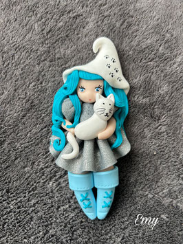 Petite sorcière ... Emy … porte clé bijou de sac (bleu)